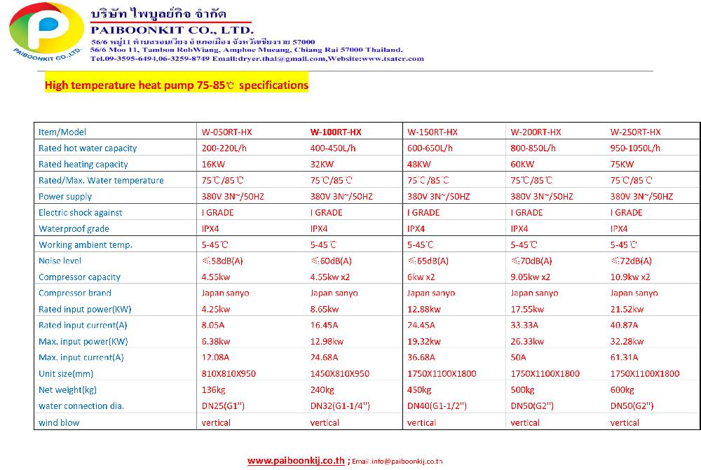 เครื่องผลิตน้ำร้อนฮีทปั้ม อุณหภูมิสูง High Temperautre Heat Pump max 85?